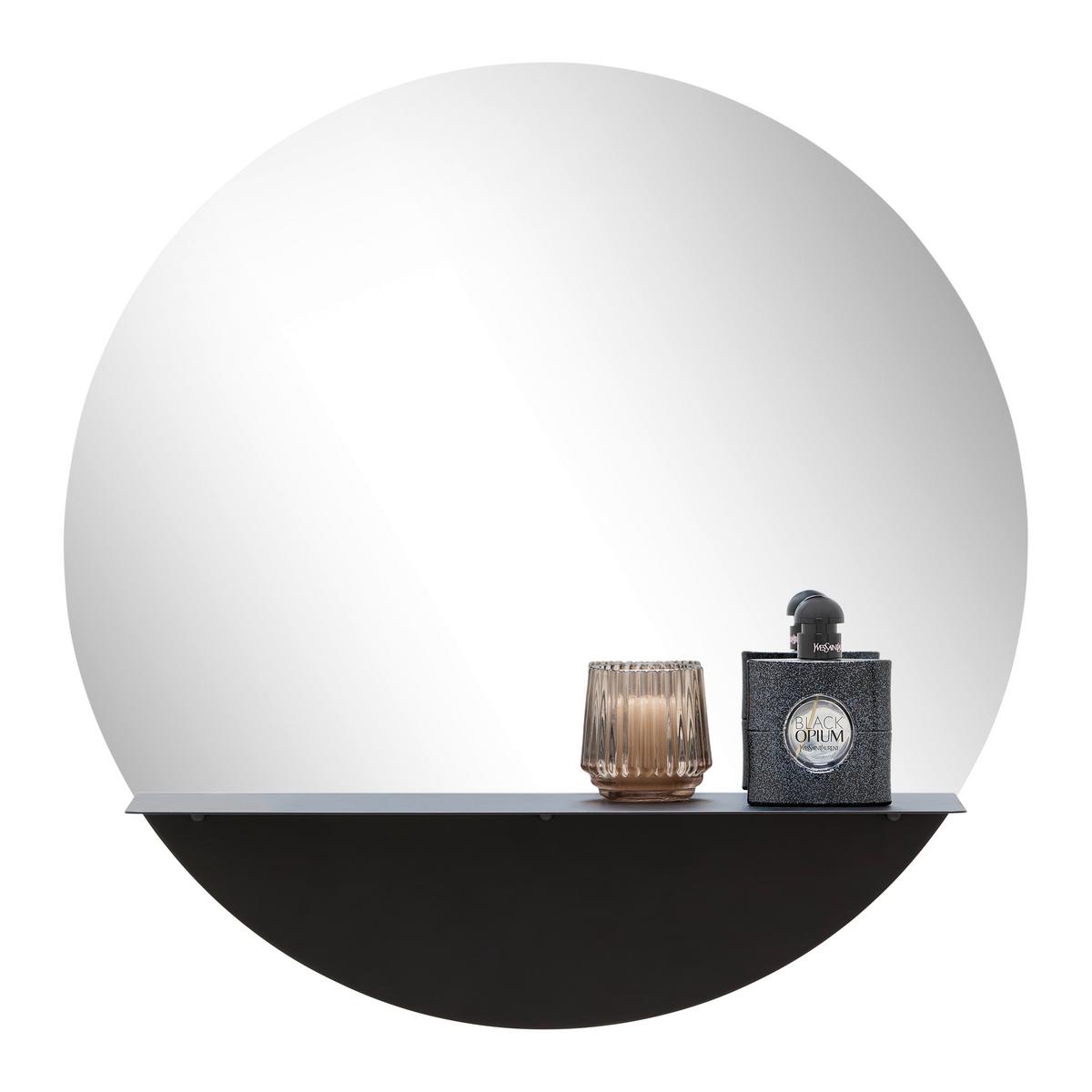 Nástenné zrkadlo Maren Ø ca. 50cm vr.police - čierna, Modern, kov/sklo (50cm) - Mömax