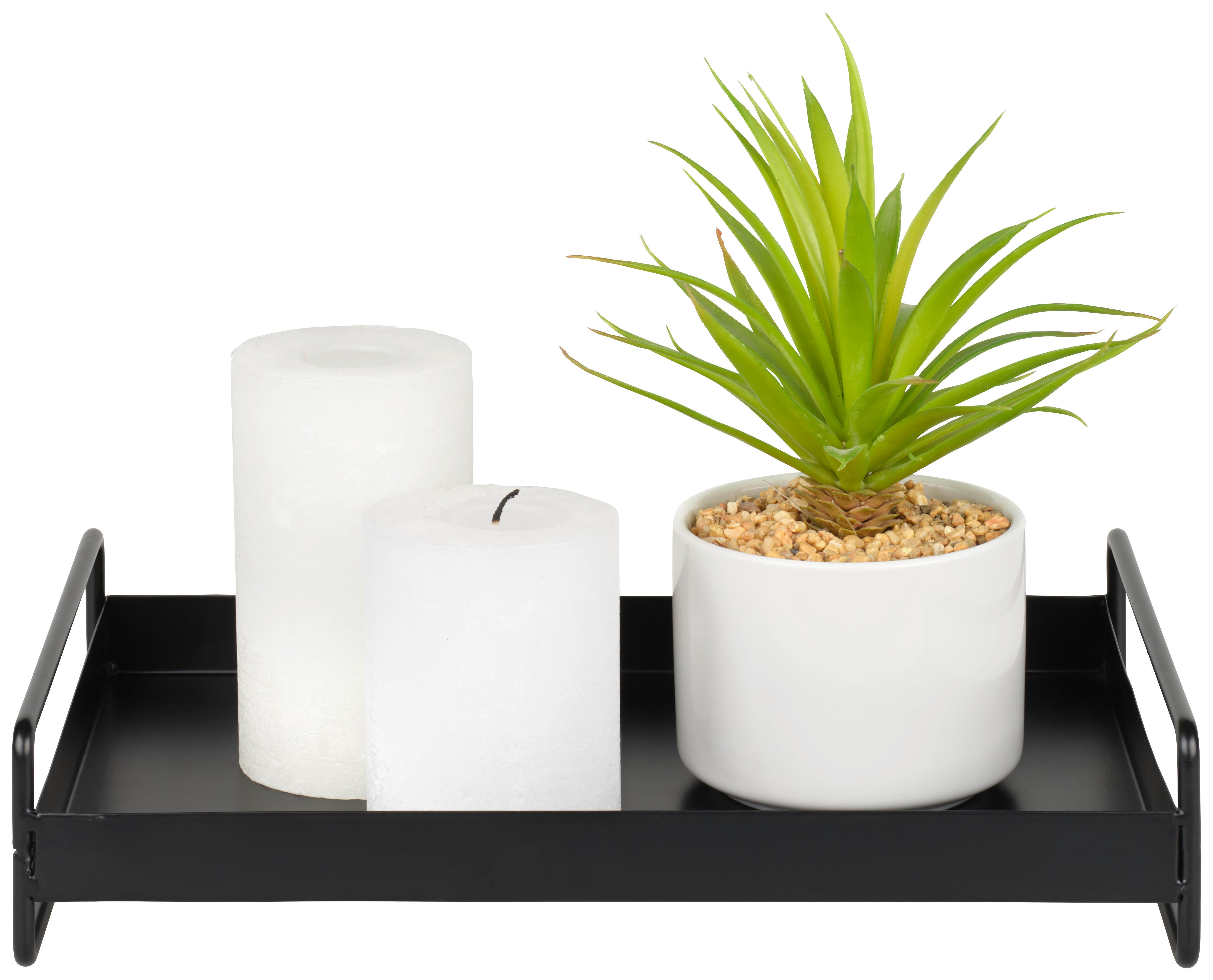 Dekorační podnos Leona L - černá, kov (30,8/20/7cm) - Mömax