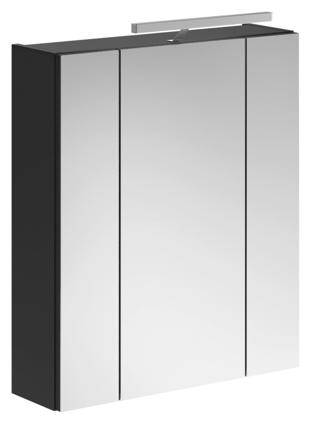 Spiegelschrank Linus Schwarz Spiegelglas B: 60 cm - Schwarz, MODERN, Glas/Holzwerkstoff (60/71/19cm) - MID.YOU