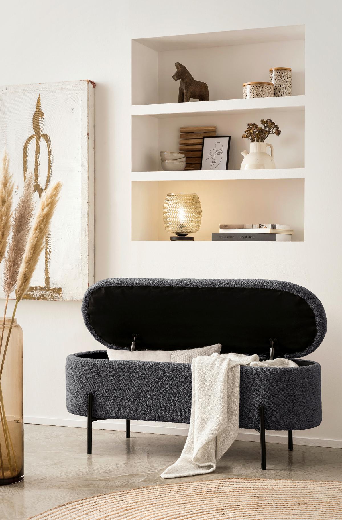 Hockerbank Anthrazit B: 110 Cm - Anthrazit/Schwarz, MODERN, Textil (110/44/40cm) - Livetastic