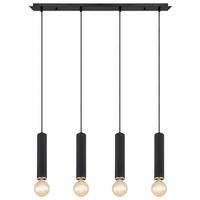 Függőlámpa 15499-4h - fekete/nikkel, Basics, textil/fa (93/10/120cm) - Globo