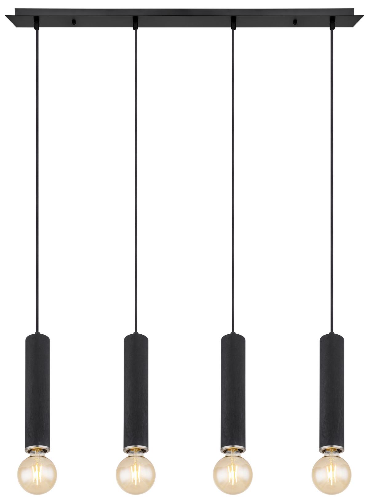 Függőlámpa 15499-4h - fekete/nikkel, Basics, textil/fa (93/10/120cm) - Globo