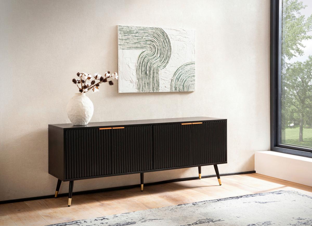 NÍZKÁ KOMODA BLACK TV - měděné barvy/černá, Design, kov/kompozitní dřevo (150/60/39cm) - MID.YOU