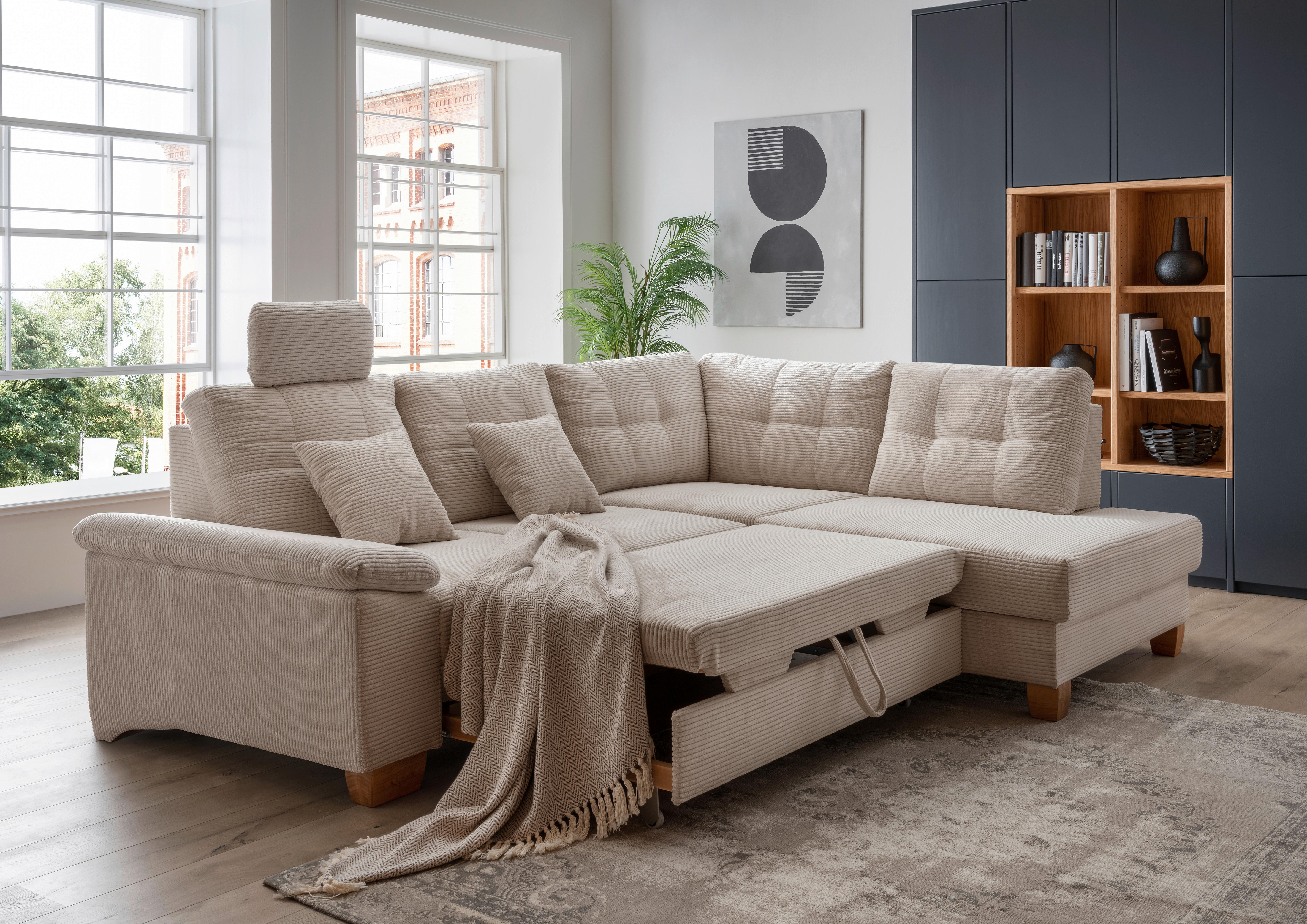 Ecksofa Brizzini, Beige S: 274x206 Cm - Beige/Naturfarben, MODERN, Textil (274/206cm) - Livetastic