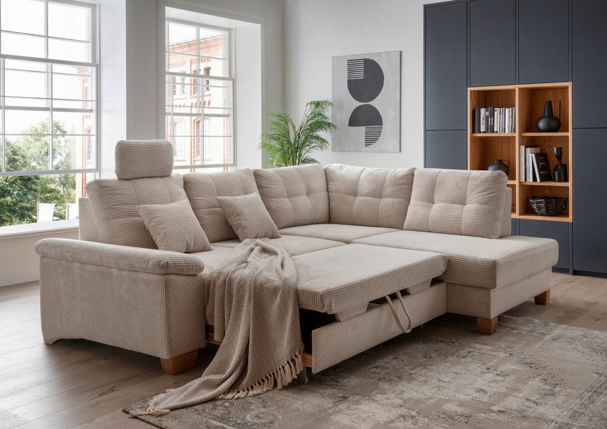 Ecksofa Brizzini, Beige S: 274x206 Cm - Beige/Naturfarben, MODERN, Textil (274/206cm) - Livetastic