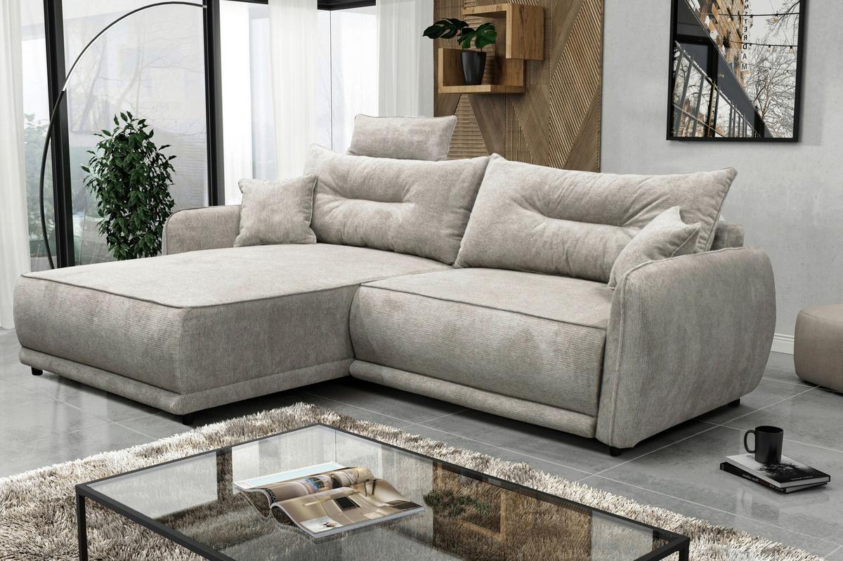 Ecksofa Fresh Graubraun 195x264 cm - Beige/Graubraun, Design, Textil (195/264cm) - MID.YOU