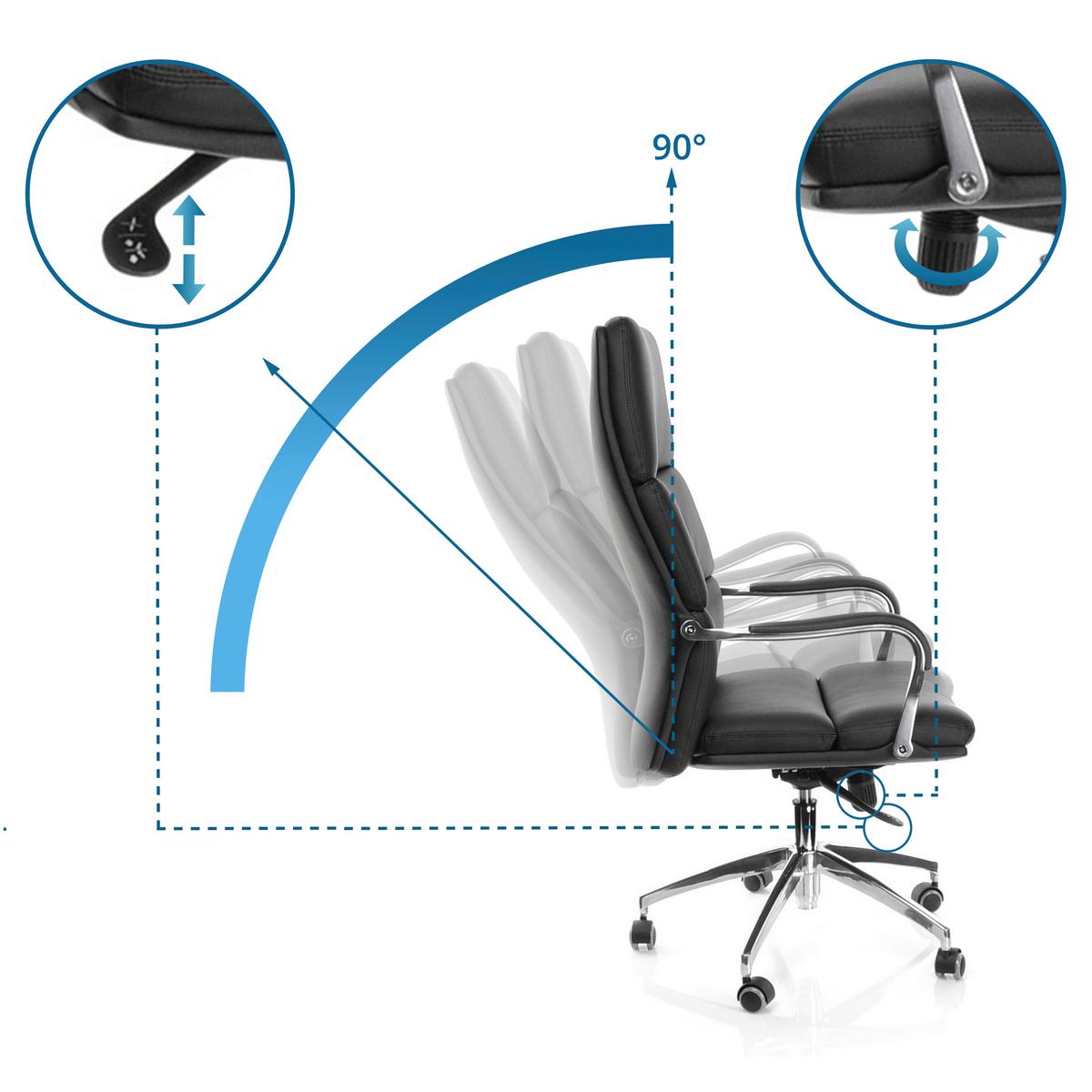 Chefsessel Brunello 20 Schwarz - Silberfarben/Schwarz, MODERN, Kunststoff/Textil (61/134/49cm) - MID.YOU