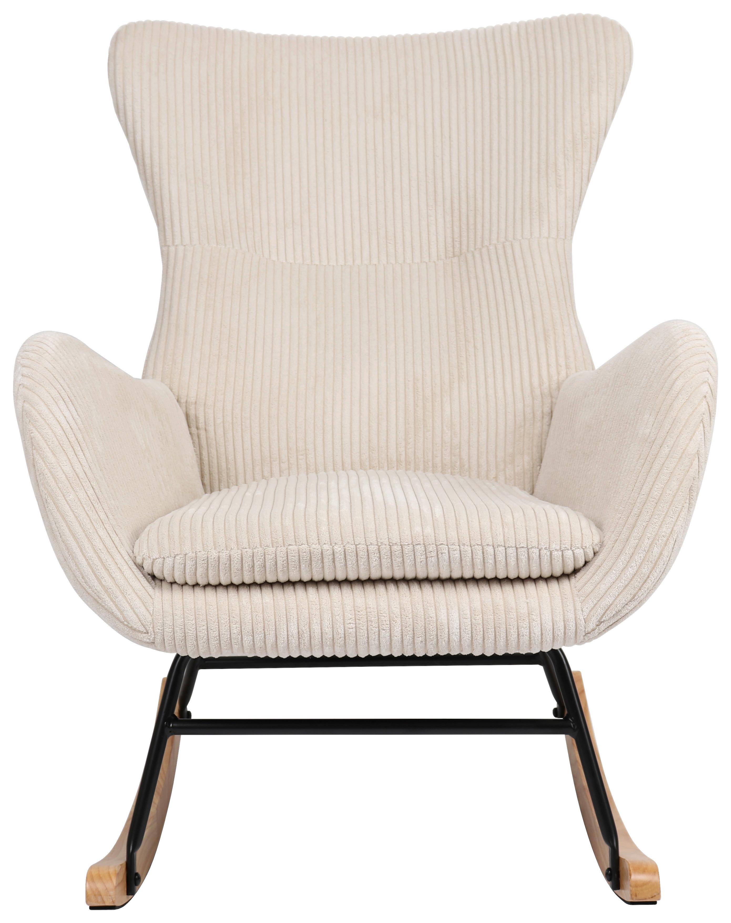 Schaukelstuhl mit Armlehnen Granny Stoffbezug Creme - Creme/Naturfarben, MODERN, Holz/Textil (67/92/85cm)