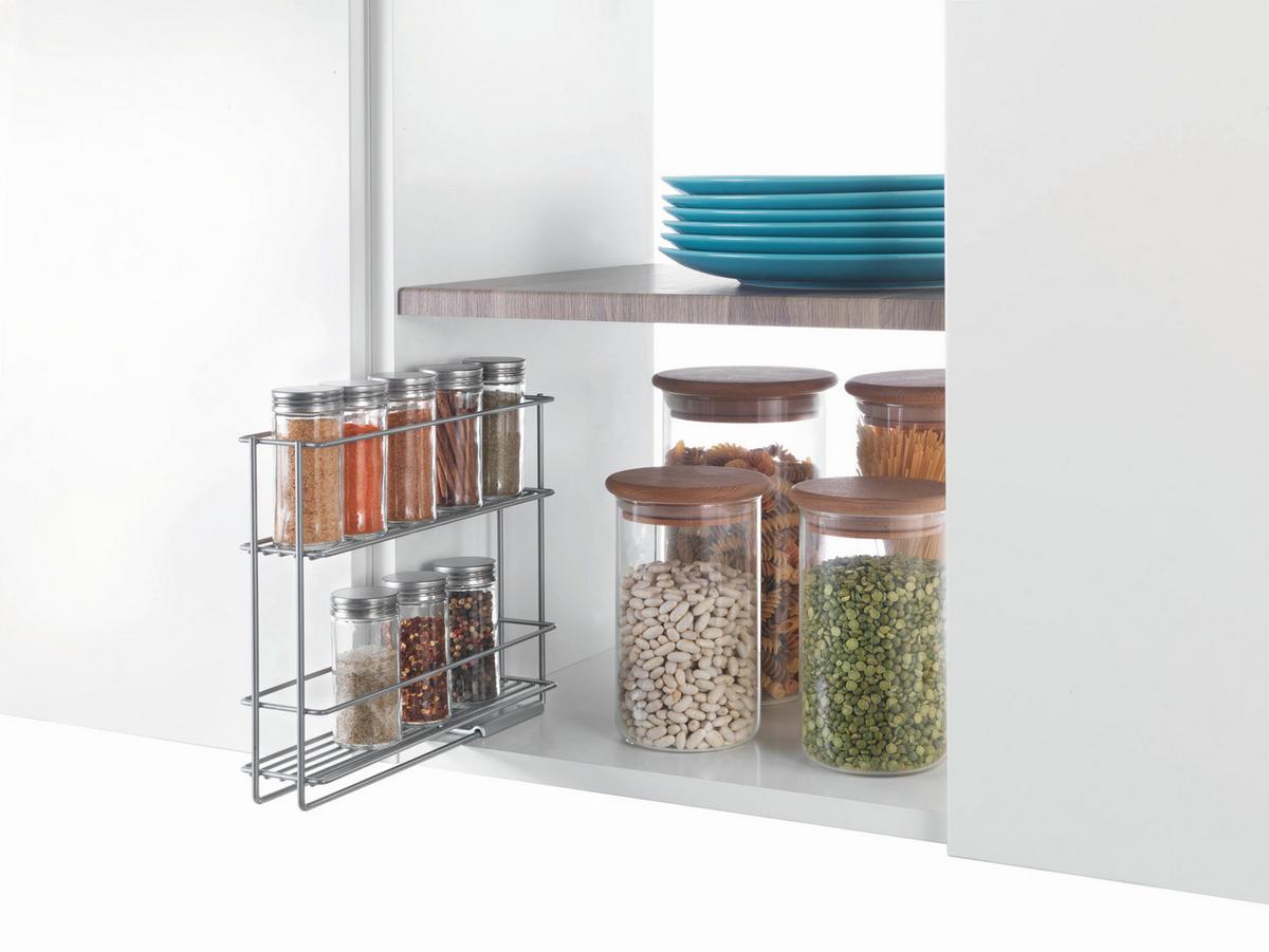 Gewürzregal aus Metall Polytherm, B/H:  6/8 cm - Silberfarben, Basics, Metall (6/8/22cm)