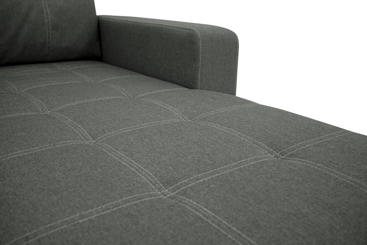 Eckschlafsofa Mediolan Graphitfarben S: 240x160 cm - Schwarz/Graphitfarben, Design, Textil (240/160cm) - Livetastic