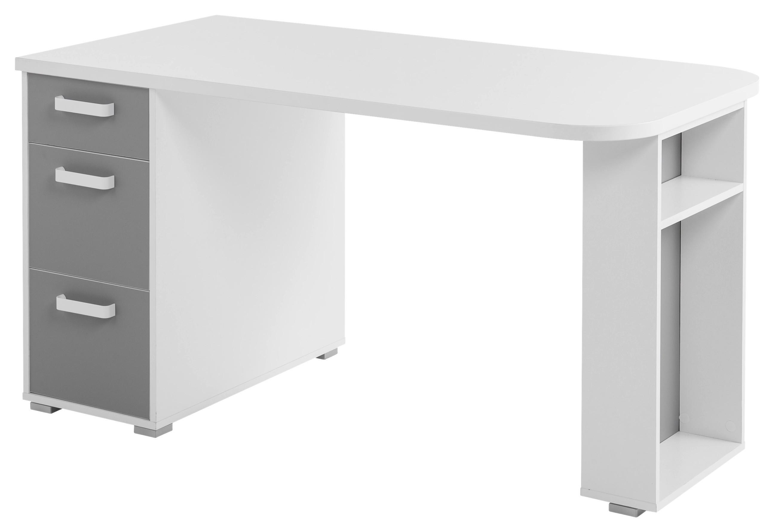 Schreibtisch mit Stauraum B 140cm H 74cm Yoris Grau/Weiß - Weiß/Grau, Design, Holzwerkstoff (140/70/74cm) - MID.YOU