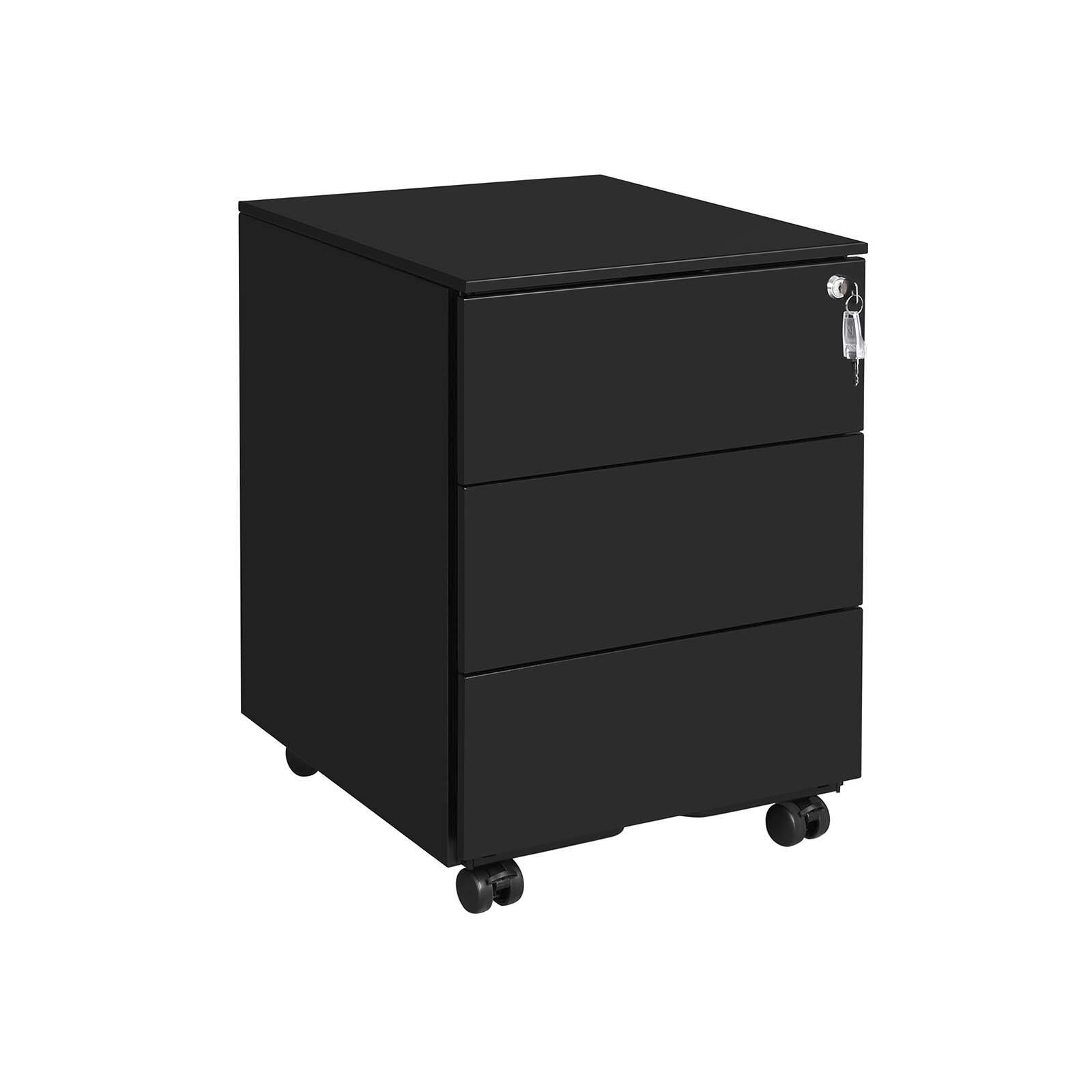 Rollcontainer Metall Schwarz Abschließbar 39x55x45 Cm - Schwarz, Basics, Metall (39/55/45cm) - Boxxx