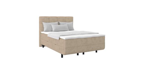 Polsterbett mit Matratze 140x200 London Beige - Beige/Schwarz, MODERN, Holzwerkstoff/Textil (140/200cm) - Luca Bessoni