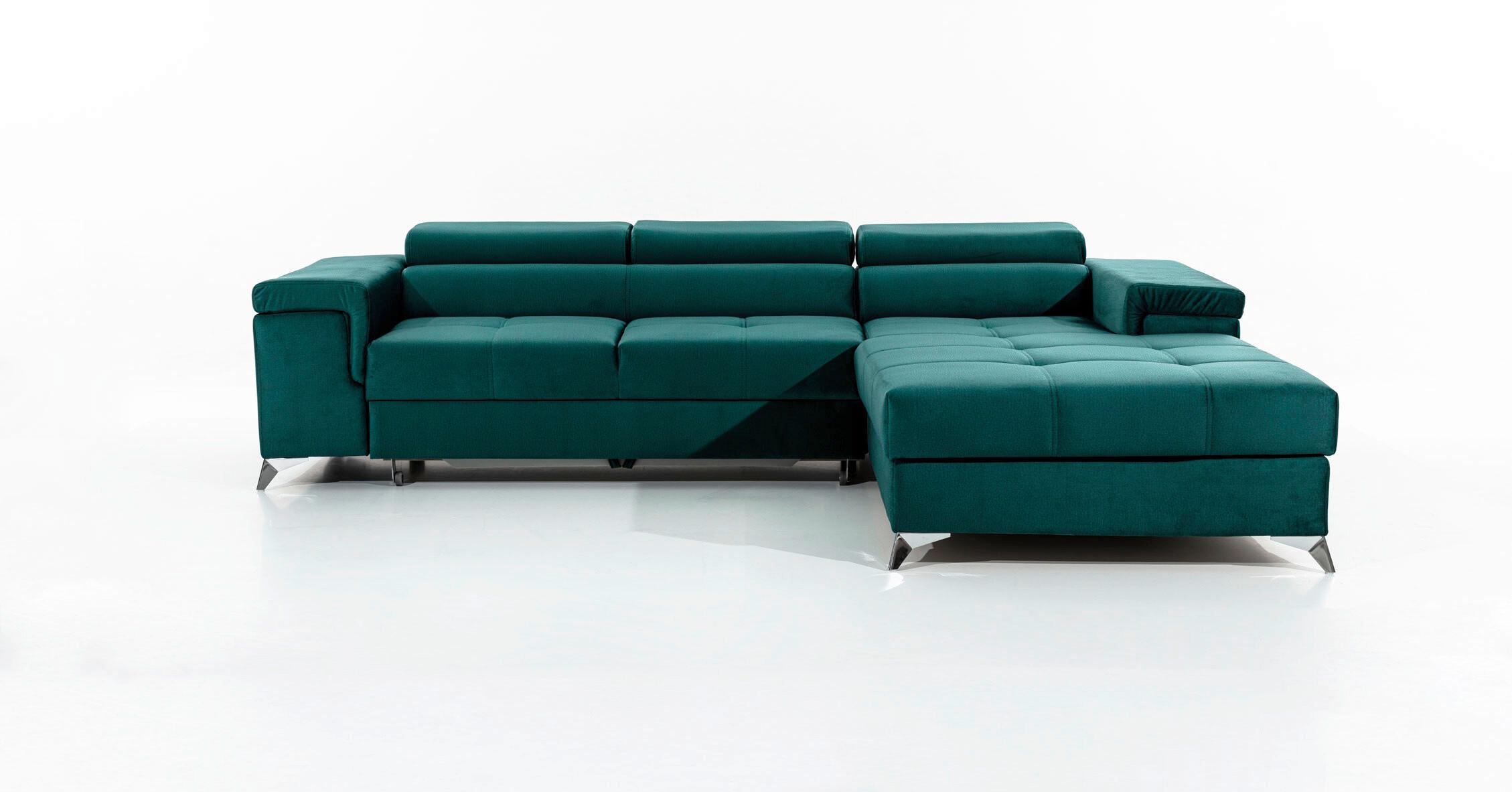 Ecksofa Ricardo Grün S: 281x205 cm - Silberfarben/Grün, Design, Textil (281/205cm) - MID.YOU
