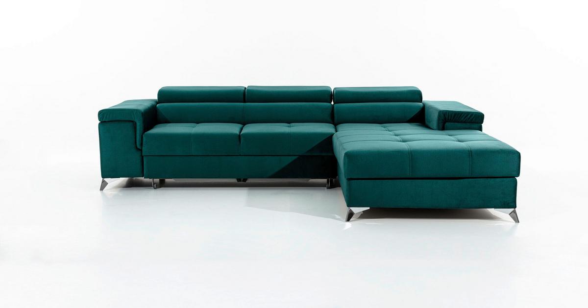 Ecksofa Ricardo Grün S: 281x205 cm - Silberfarben/Grün, Design, Textil (281/205cm) - MID.YOU