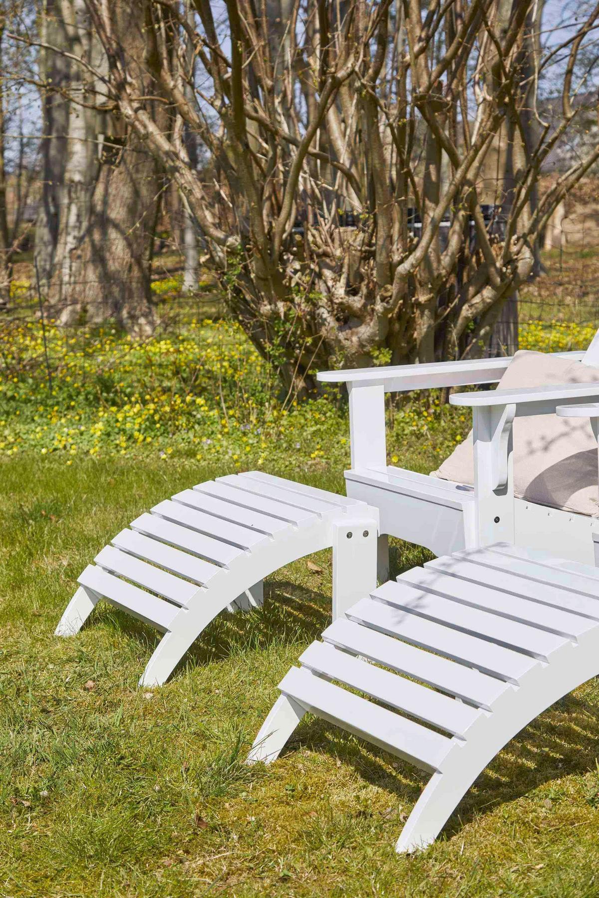 Gartenliege Adirondak, weiß 105x88x80 cm - Weiß Hochglanz, Natur, Holz (105/88/80cm) - Gardenson