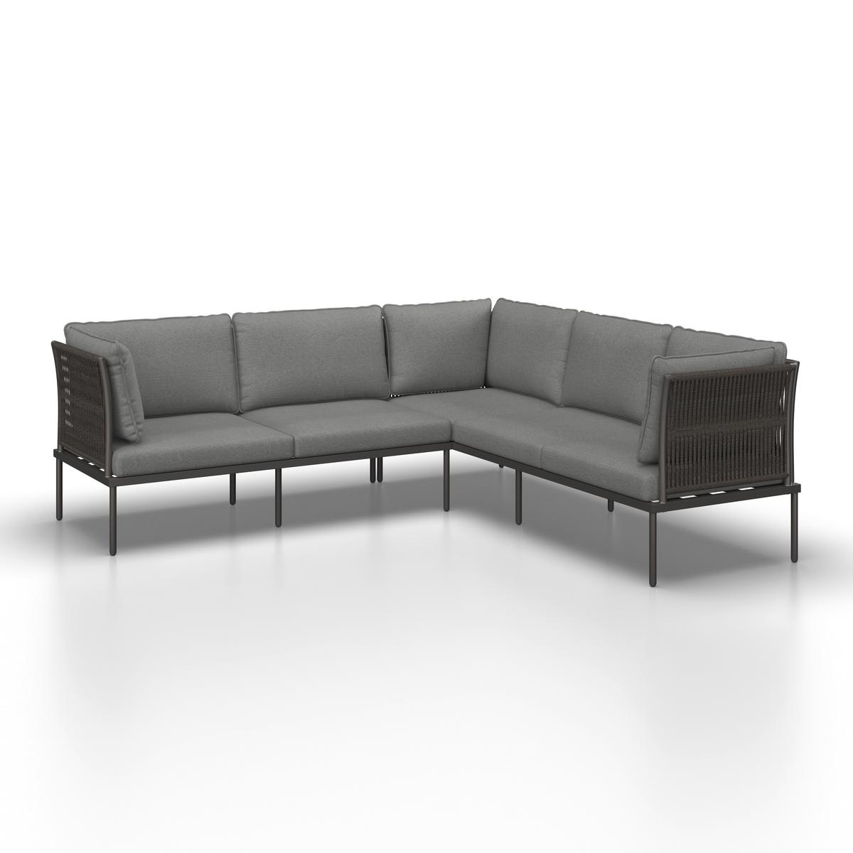 TERASOVÁ SEDACIA SÚPRAVA ELORA - farba akácie/prírodná farba, Modern, kov/textil (223/75/74cm) - Bessagi Garden