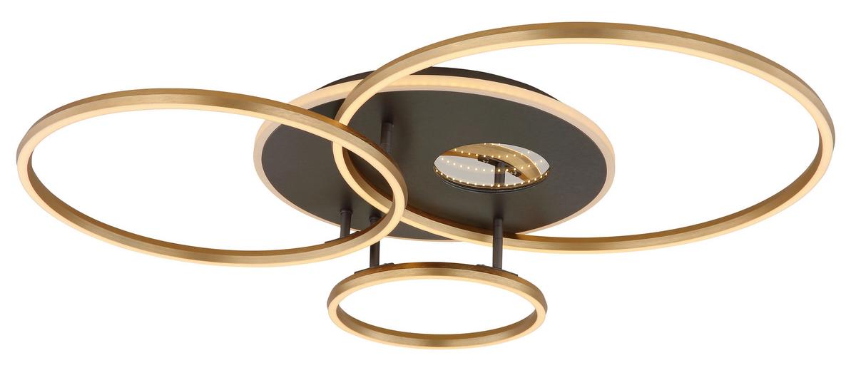 LED-DECKENLEUCHTE Memory-Funktion - Anthrazit/Goldfarben, Design, Kunststoff/Metall (90/70/13cm) - Globo