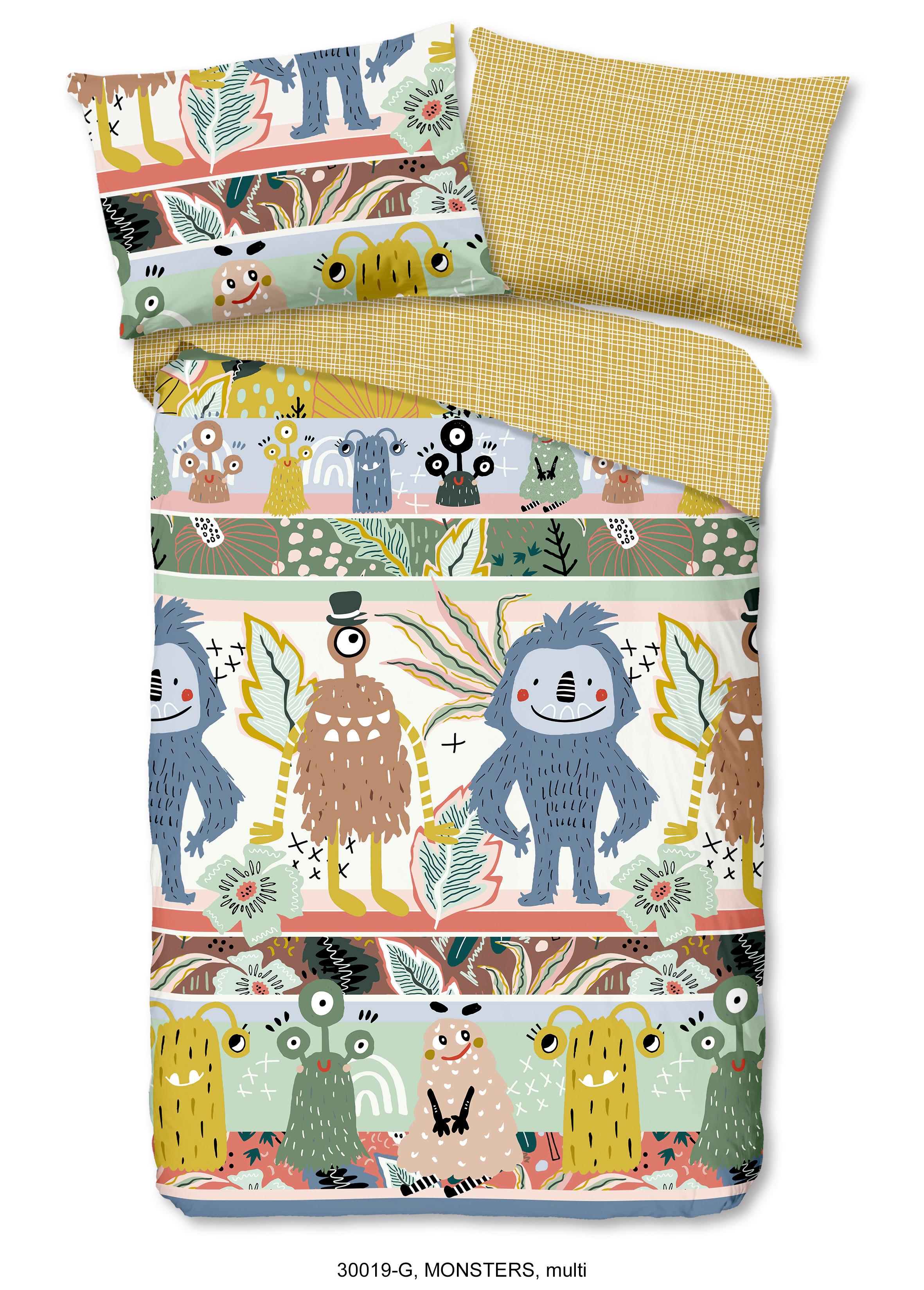Kinderbettwäsche 140x200 cm Monsters Animalprint - Multicolor, Basics, Textil (140/200cm)