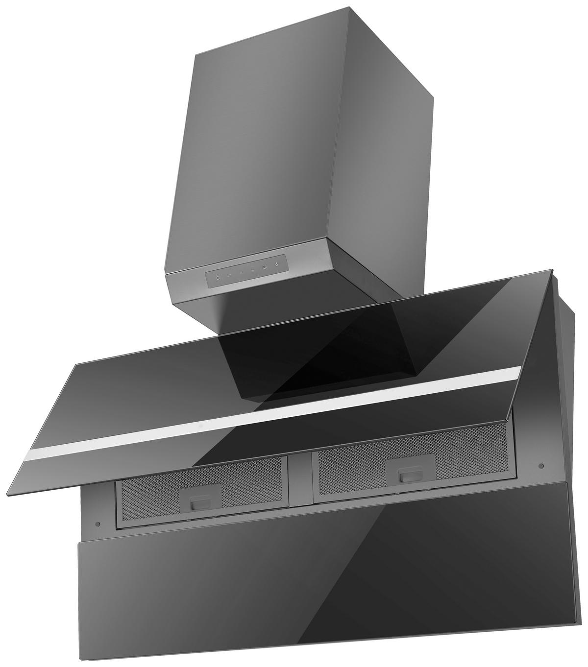 Dunstabzugshaube Ws49-90b - Schwarz, Basics, Glas/Metall - PKM