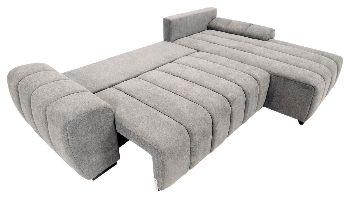 Sedačka BARCA, světle šedá, oboustranná, s polštáři - černá/světle šedá, Konvenční, dřevo/textil (275/180cm)