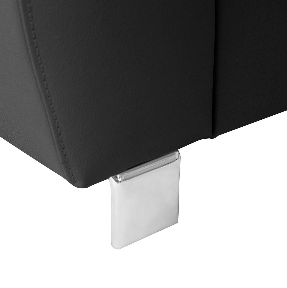 Ecksofa Lugano Teilleder Schwarz 248x208 - Chromfarben/Schwarz, Design, Leder/Textil (248/208cm) - Livetastic
