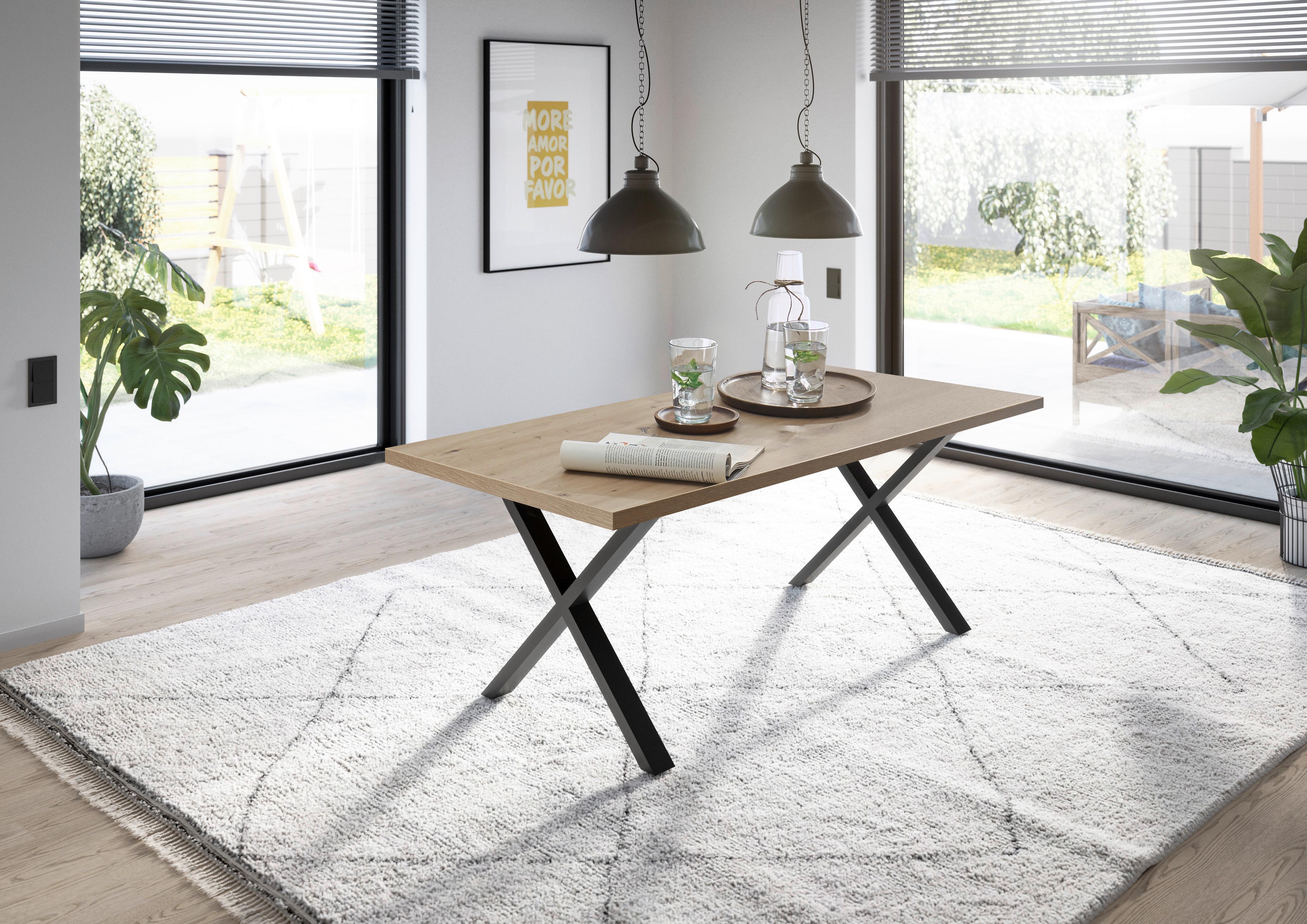 Esstisch Alex Schwarz, Eichefarben - Eichefarben/Schwarz, MODERN, Holzwerkstoff/Metall (140/90/78cm) - Livetastic
