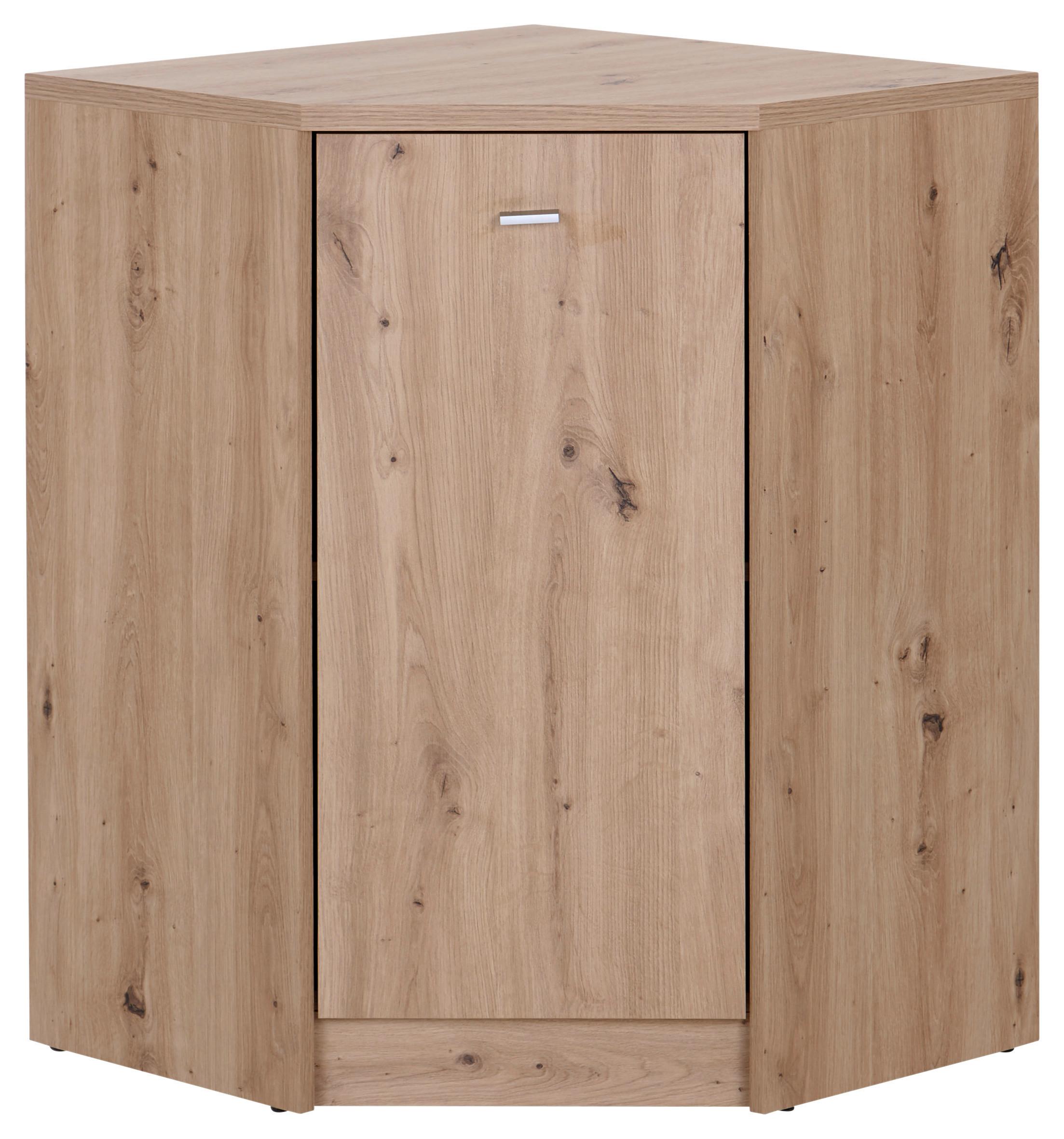 Eichefarbene Eckkommode mit einer Tür