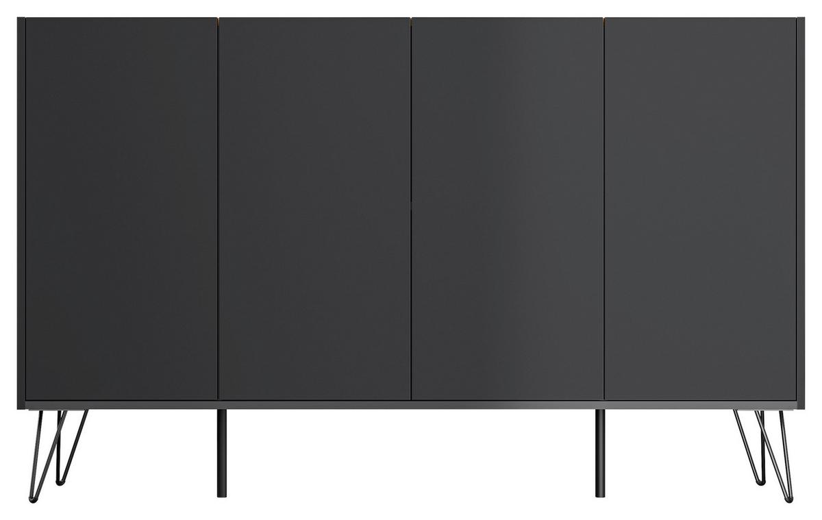 Sideboard Posseik Industrial Graphitfarben/eichef. 155 Cm - Eichefarben/Schwarz, Design, Holzwerkstoff (155/93,6/42cm) - P & B