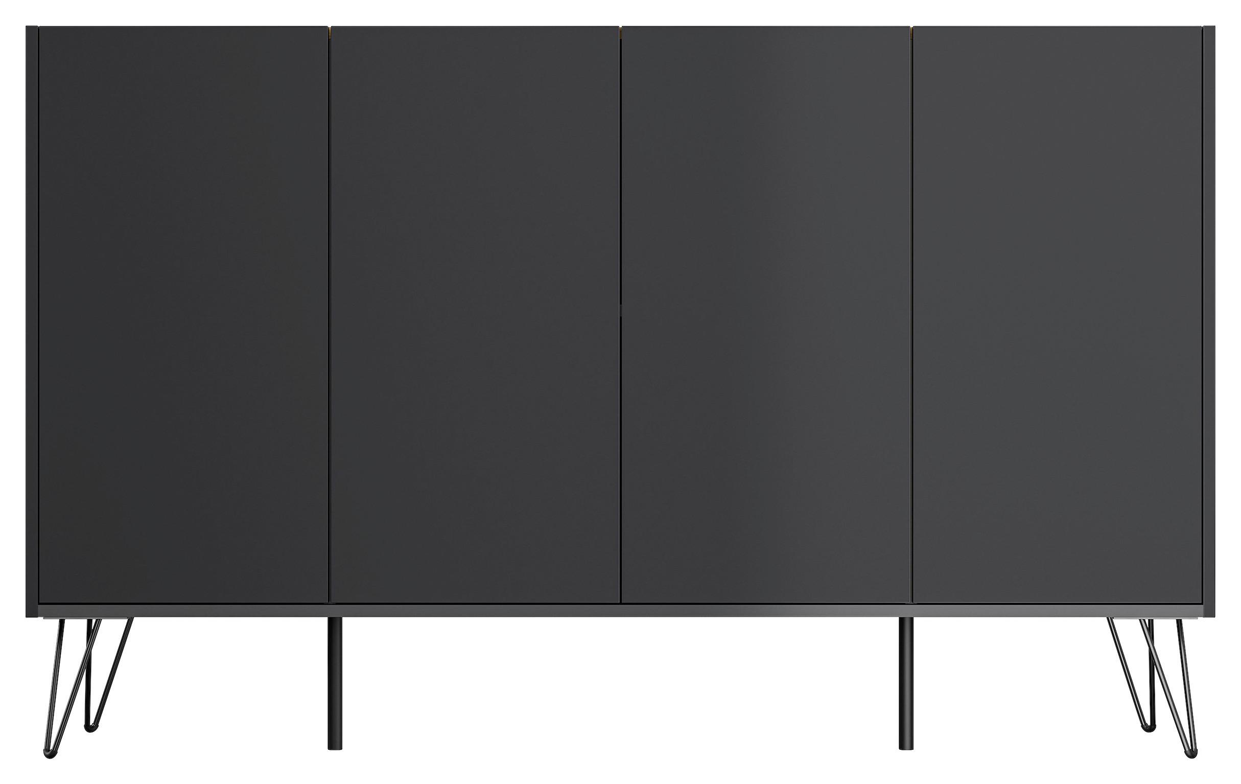 Sideboard Posseik Industrial Graphitfarben/Eichef. 155 cm