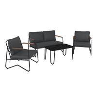 Loungegarnitur Cadiz - Dunkelgrau/Schwarz, MODERN, Glas/Textil - Beldano