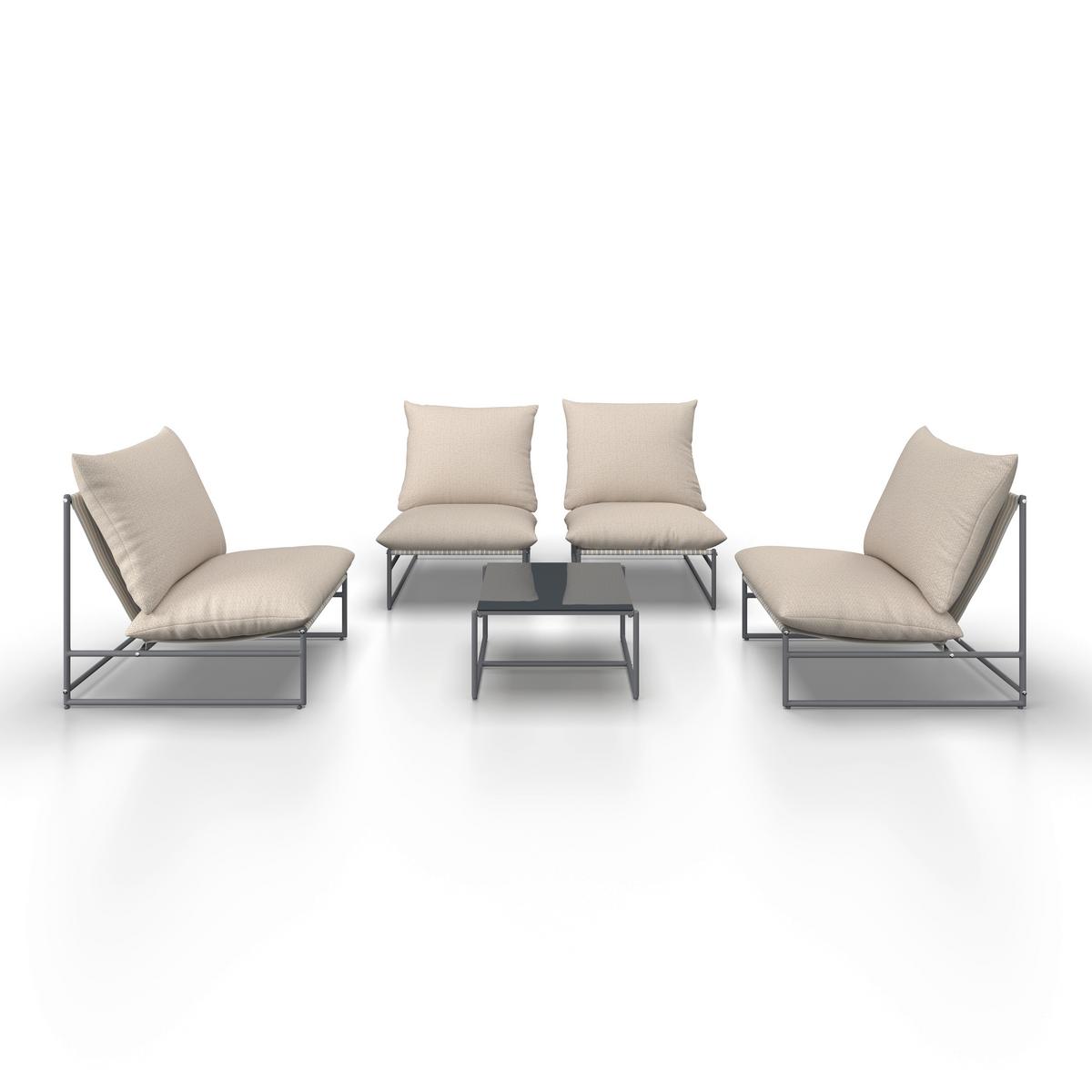 BALKÓNOVÁ ZOSTAVA LINO - viacfarebná/tmavosivá, Modern, kov/textil - Bessagi Garden