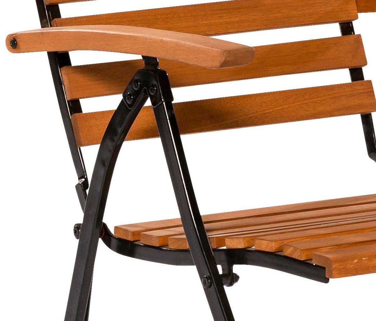 Gartensessel Klappbar Schlossgarten Holz/Metall - Graphitfarben/Naturfarben, KONVENTIONELL, Holz/Metall (55/109/107cm) - Gardenson