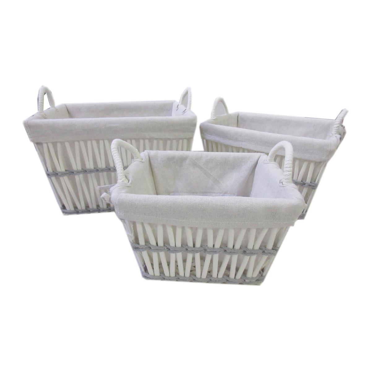 KORB EDITH - Weiß/Grau, KONVENTIONELL, Textil/Metall (35/30/23cm) - Luca Bessoni