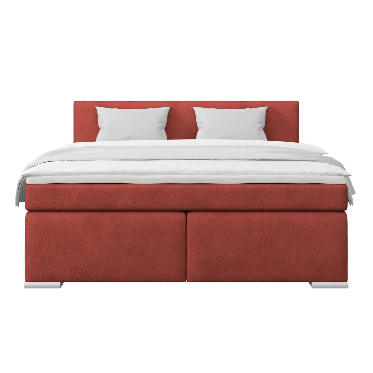 Boxspringbett Mira 1 - Dunkelrot, Basics, Holz/Kunststoff (160/200cm)