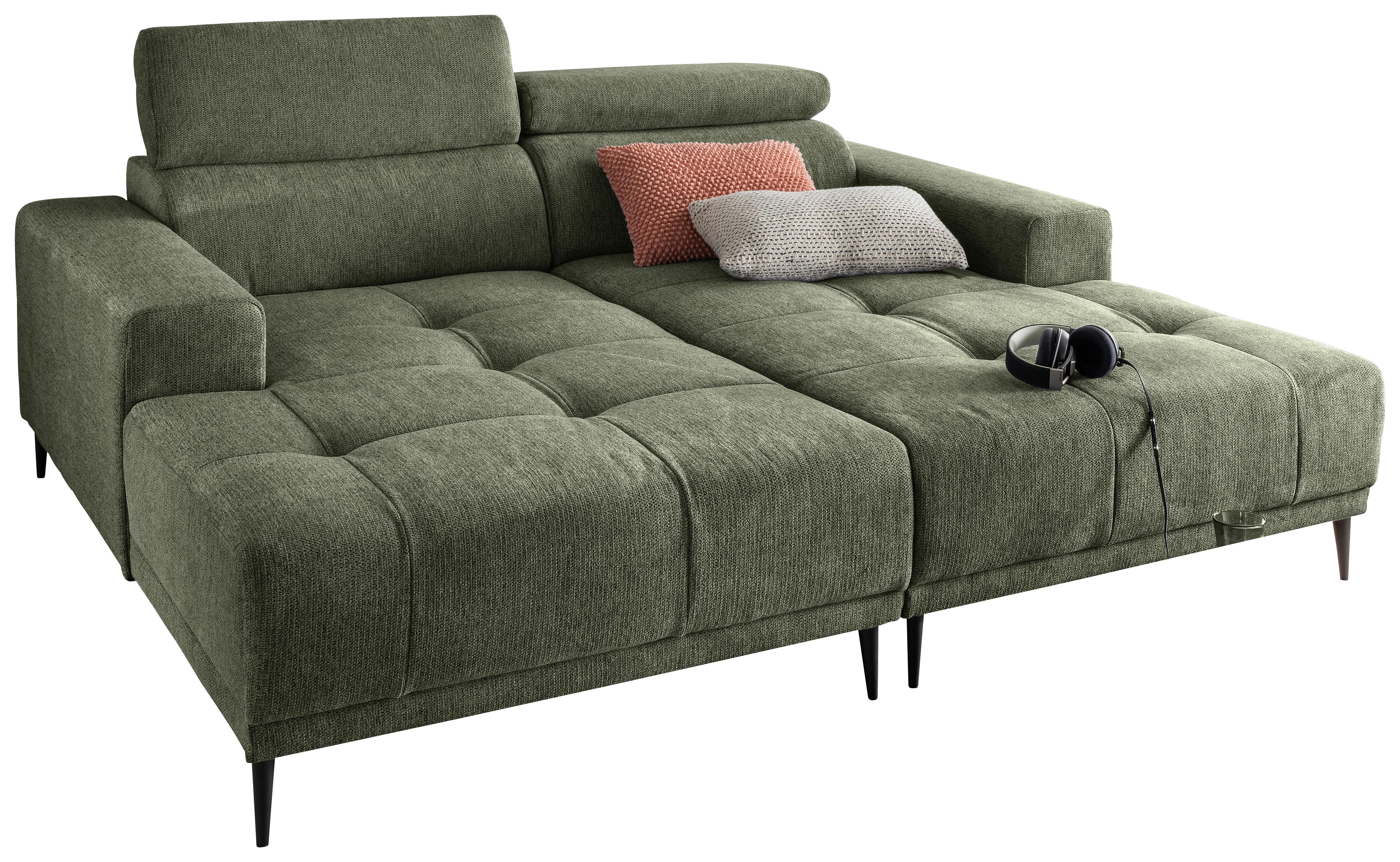 Ecksofa Intera Dunkelgrün S: 200x188 Cm - Dunkelgrün/Schwarz, KONVENTIONELL, Textil (200/188cm) - Livetastic
