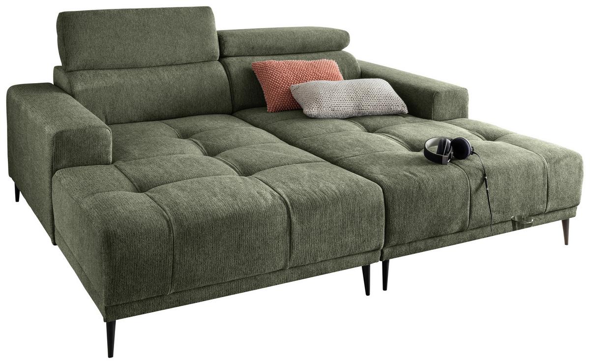 Ecksofa Intera Dunkelgrün S: 200x188 Cm - Dunkelgrün/Schwarz, KONVENTIONELL, Textil (200/188cm) - Livetastic