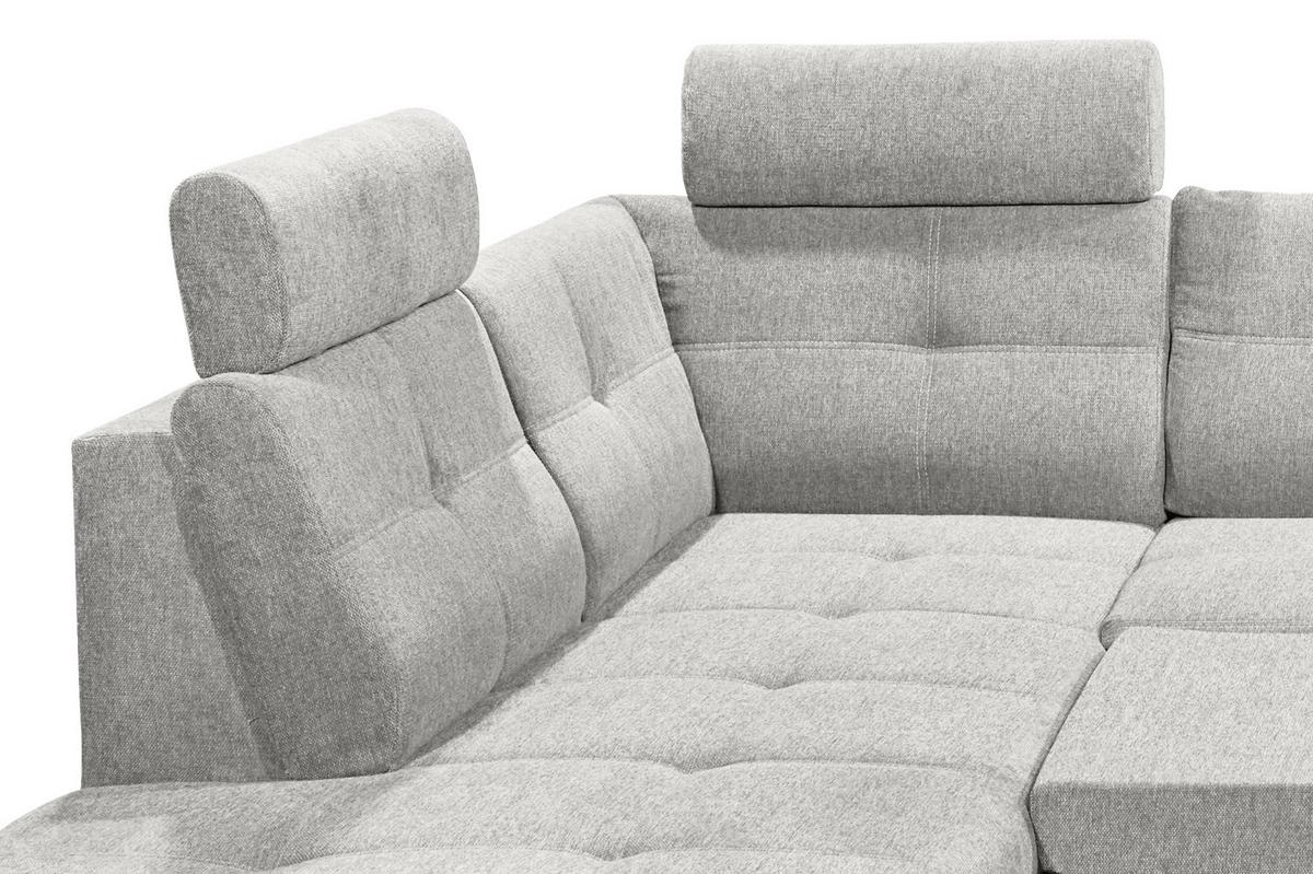Sedací souprava ALBA U, levá, stříbrná, úl.prostor, lůžko - barvy stříbra, Moderní, textil/plast (233/349/177cm) - MID.YOU