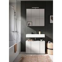 Badezimmer Vira Weiß, inkl. LED - Weiß Hochglanz/Schwarz, MODERN, Holzwerkstoff (82cm) - MID.YOU