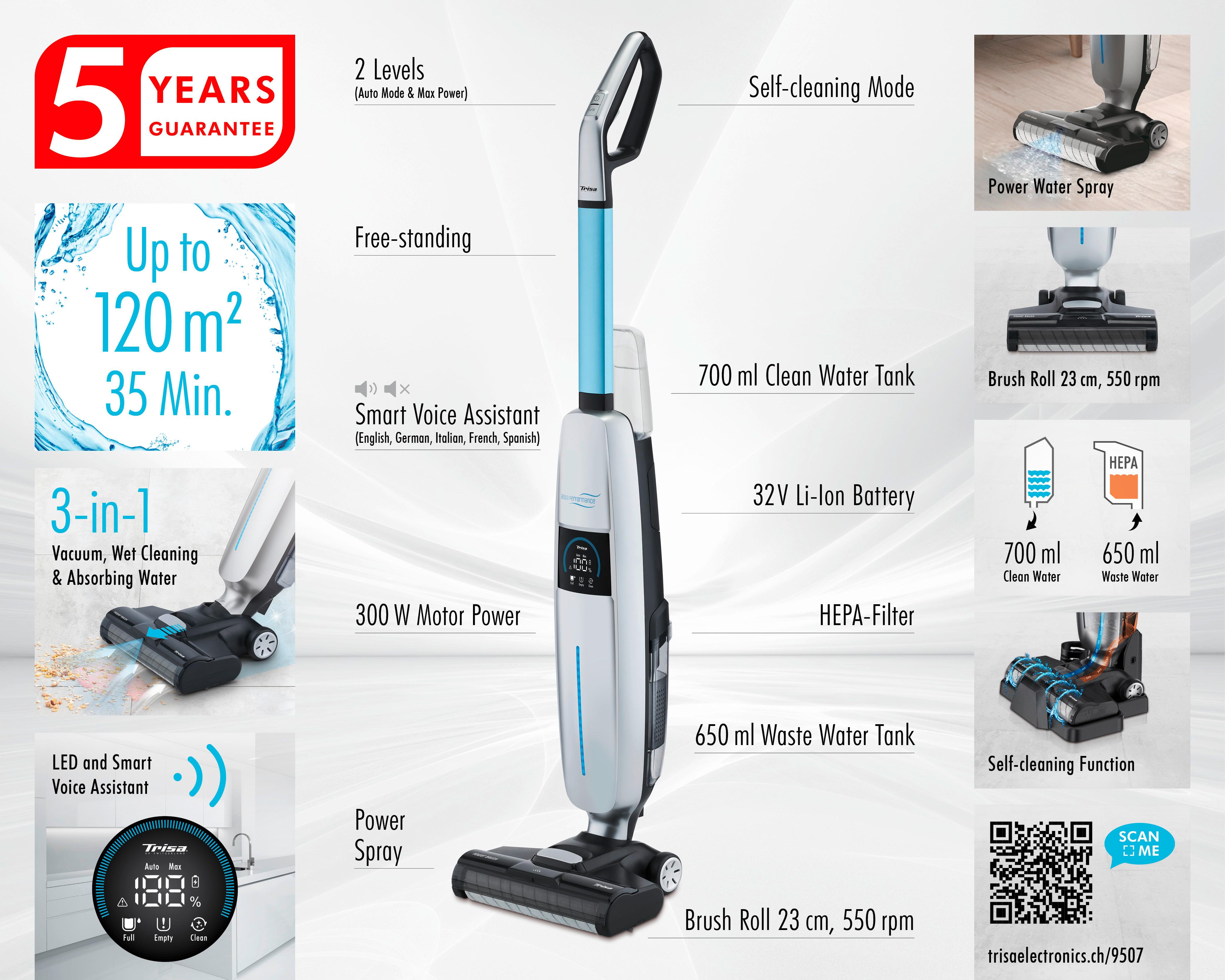 Hartbodenreiniger Wet Clean - Blau/Edelstahlfarben, Basics, Kunststoff (83/32,2/22,50cm) - Trisa Electronics