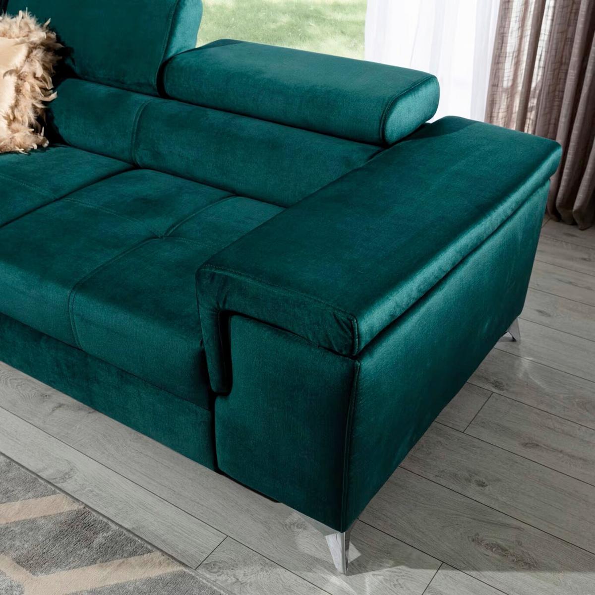 Ecksofa Ricardo Grün S: 205x281 cm - Silberfarben/Grün, Design, Textil (205/281cm) - MID.YOU