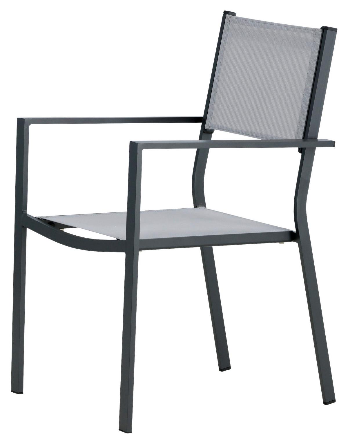 Gartensessel Stapelbar Copacabana Aluminium - Schwarz/Grau, KONVENTIONELL, Textil/Metall (56,5/88/61cm) - Gardenson