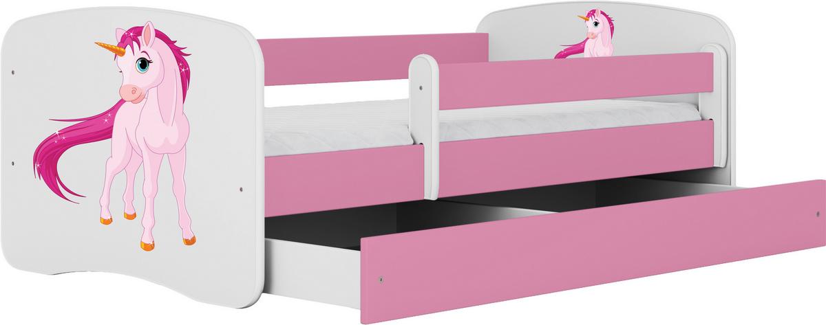 Kinder-/Juniorbett Babydreams Inkl. Matratze 80x160 - Pink/Birkefarben, MODERN, Holz/Holzwerkstoff (80/160cm) - MID.YOU