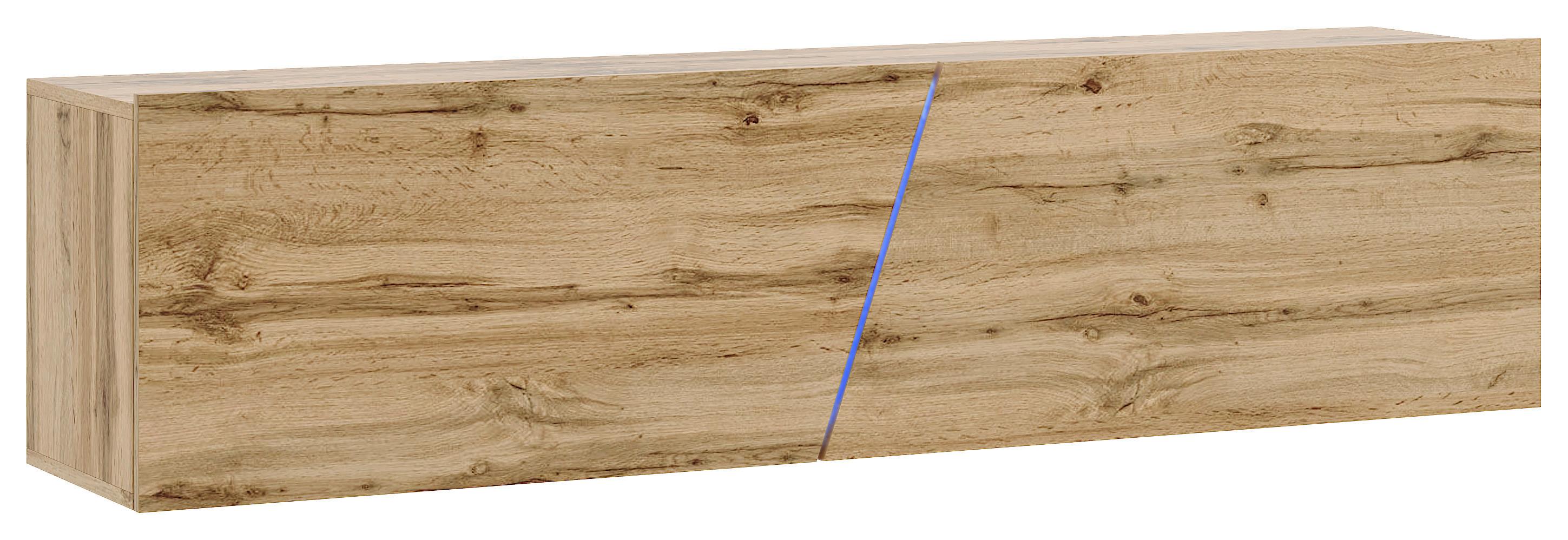Lowboard Slant 160 - Eiche Wotan/Schwarz, Design, Holzwerkstoff (160/35/40cm) - Livetastic