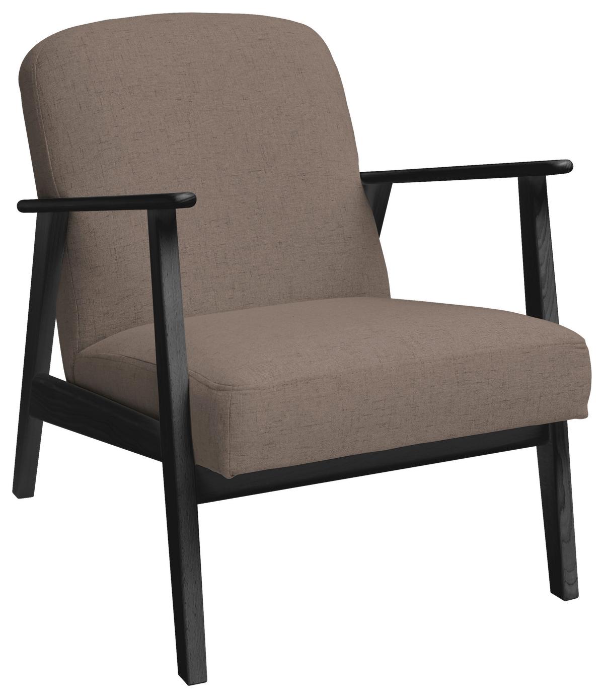 Sessel Retro - Hellbraun/Schwarz, Natur, Holz/Textil (63/78/78cm) - Livetastic