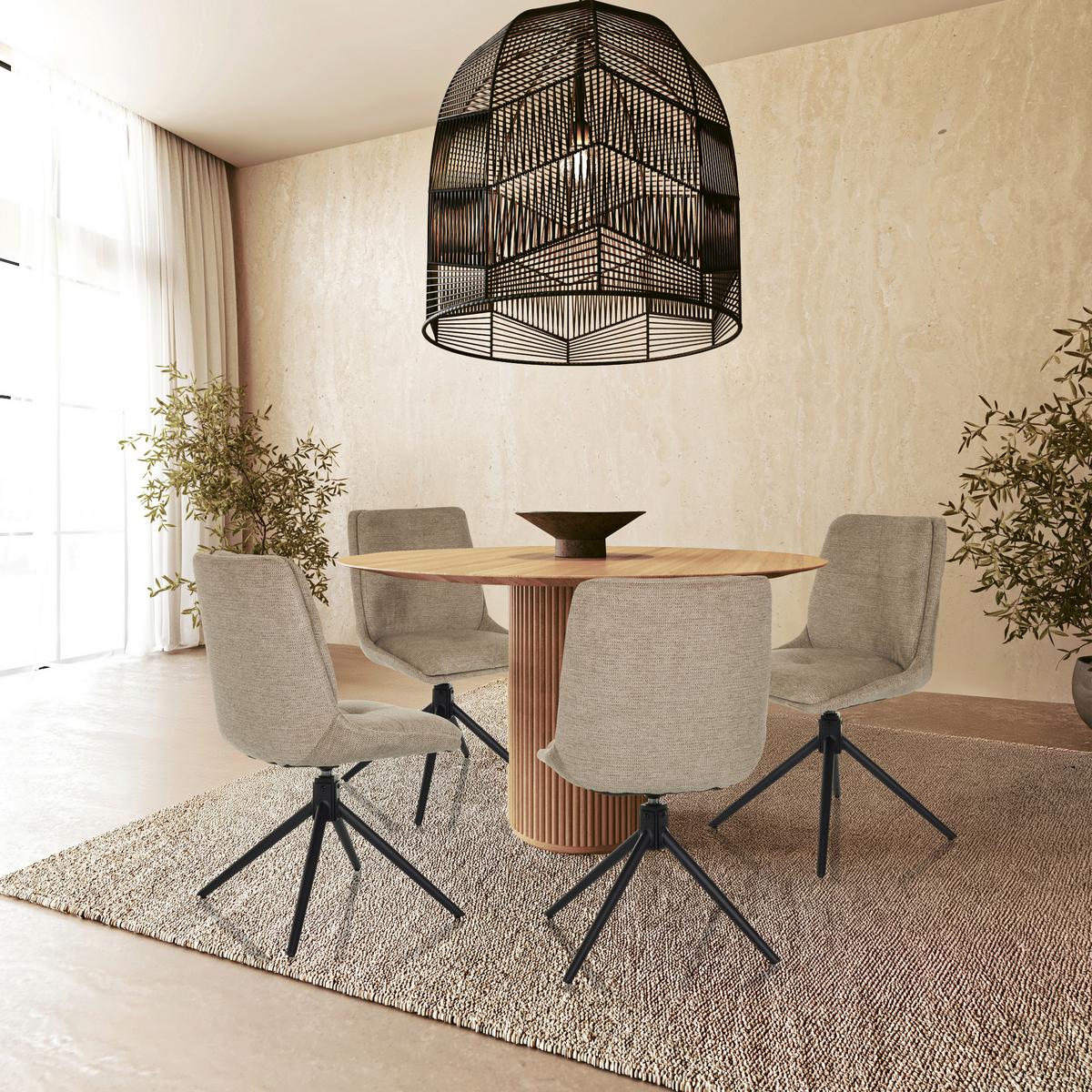 Drehstuhl Tarviso I Beige B: 53 cm - Beige/Schwarz, MODERN, Textil/Metall (53/89/58cm) - MID.YOU