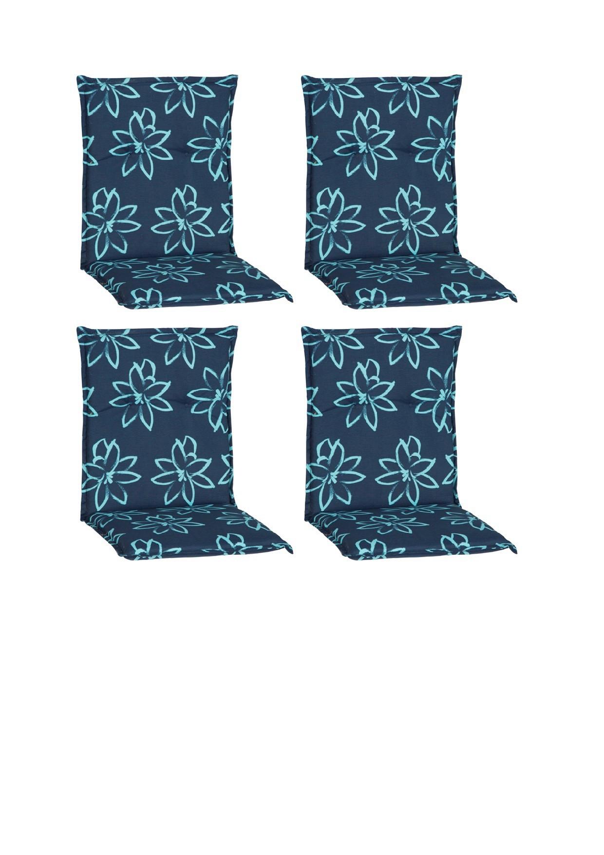 Niederlehner Auflage 4er-Set Bunde100x50x6cm Blau - Dunkelblau/Hellblau, Basics, Textil (100/50/6cm) - Gardenson
