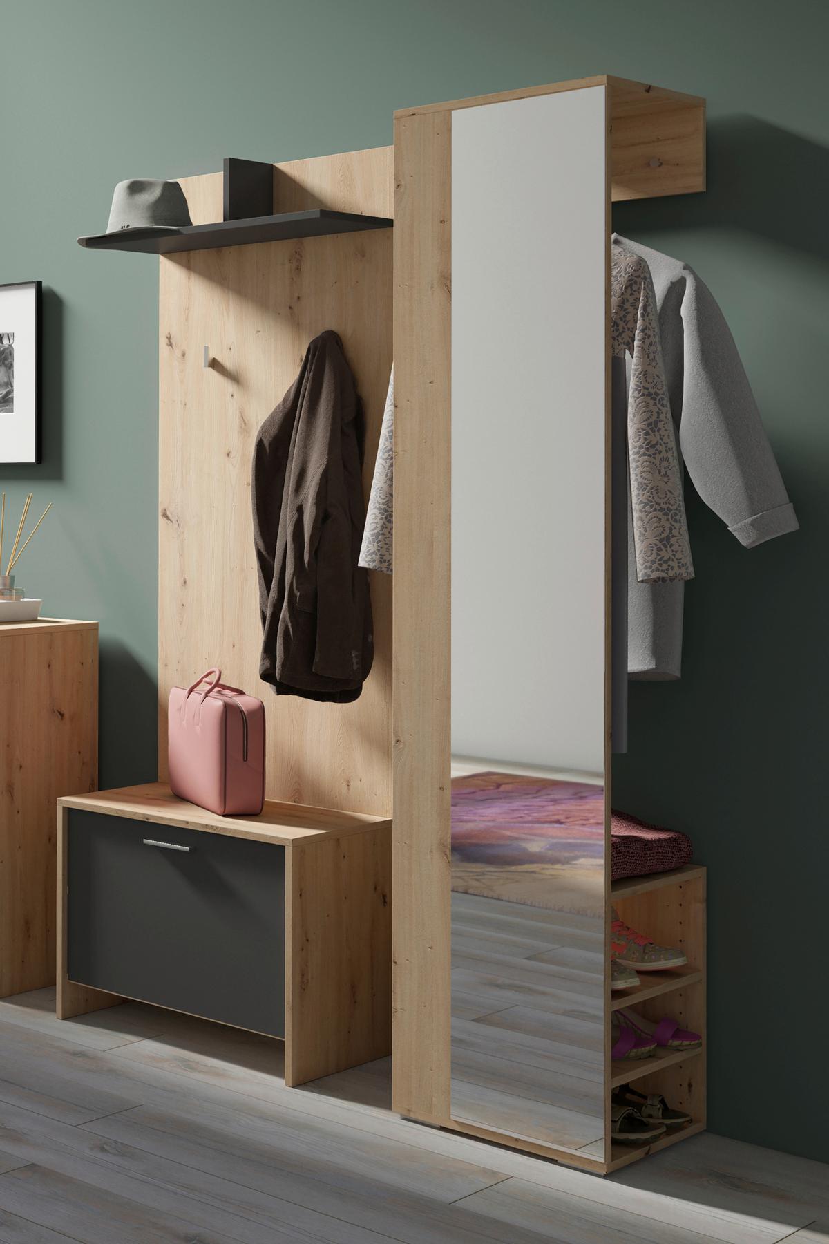 Garderobe Ben Eiche Artisan Anthrazit B: 40 Cm - Anthrazit/Eiche Artisan, Design, Holzwerkstoff (40/184/35cm) - MID.YOU