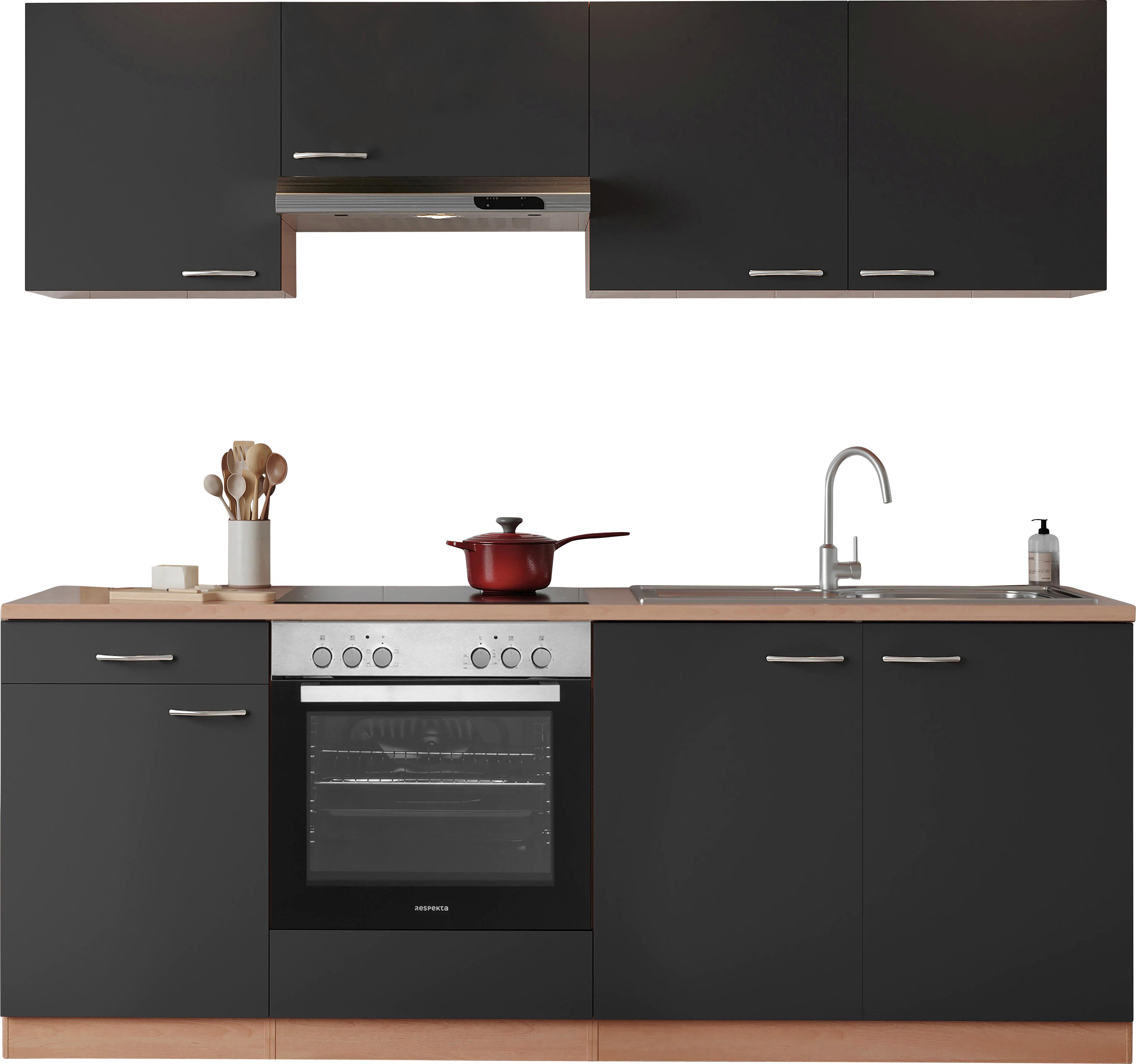 Küchenblock Gerda Küchenblock 210 cm - Buchefarben/Grau, Basics, Holzwerkstoff (210cm) - Respekta