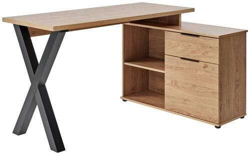 Eckschreibtisch mit Stauraum B 140cm H 76cm Club, Eichefarbe - Eichefarben, MODERN, Holzwerkstoff (140/95/76cm) - Livetastic